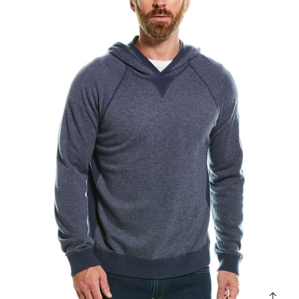 VINCE Birdseye Wool and Cashmere Blend Mock Hoodie